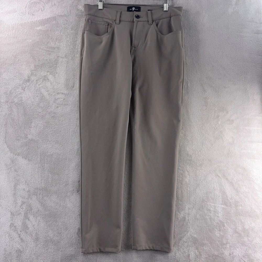 7‎ For All Mankind Slimmy Tapered Pants Mens Size 32x30 Brown Stretch Casual
